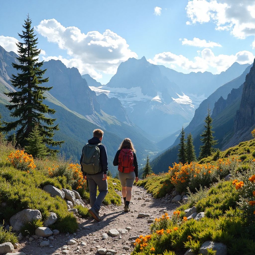 Mountain hiking expedition