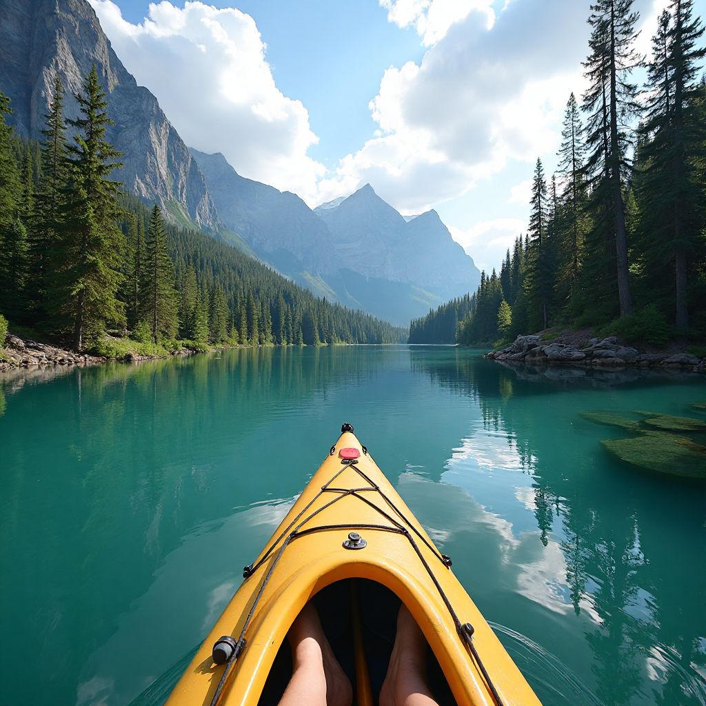 Kayaking adventure on pristine lake